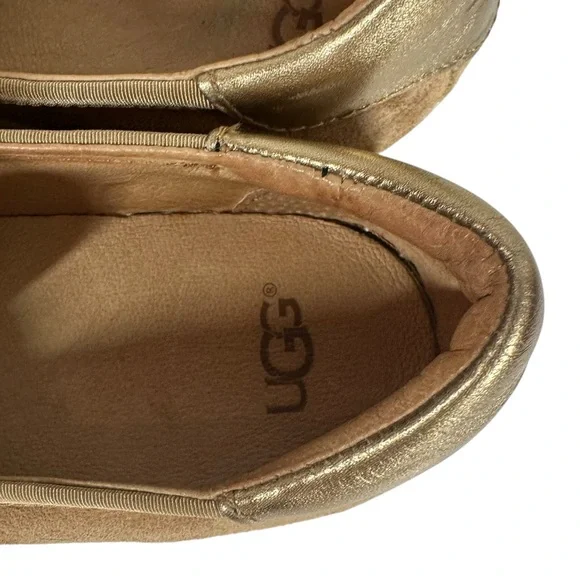 UGG Cas Slip-on Sneakers Women's 7.5 Brown Suede with Metallic gold Leather Heel - Picture 8 of 9